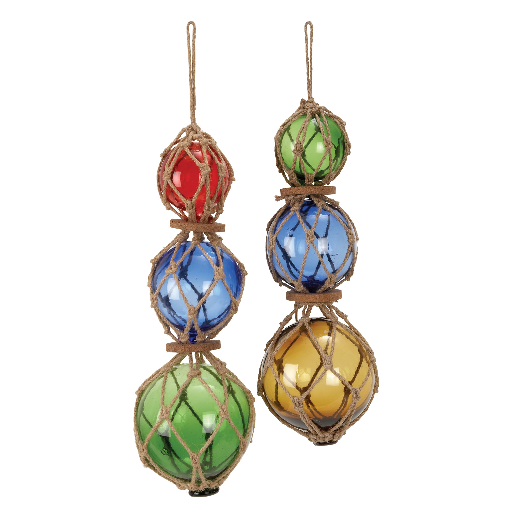 Woodland Imports 2 Piece Decorative Floating Glass Ball Sculpture Set